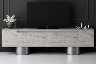 Meuble TV 2 abattants Bohem et argenté - 180 x 50 x 30 cm