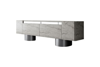 Meuble TV 2 abattants Bohem et argenté - 180 x 50 x 30 cm