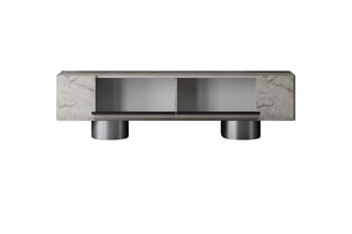 Meuble TV 2 abattants Bohem et argenté - 180 x 50 x 30 cm