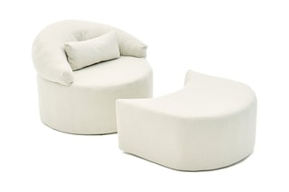 Fauteuil et repose-pied Pitta - Crème - Tissu