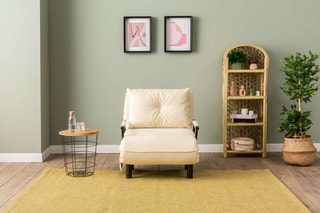 Fauteuil convertible Sento Single - Crème - Tissu