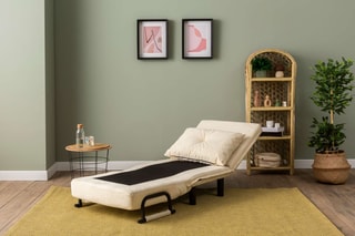 Fauteuil convertible Sento Single - Crème - Tissu