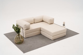 Fauteuil et repose-pied modulable Comfort Mini - Crème - 2 places - Tissu chenille