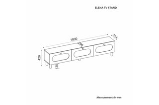 Meuble TV 1 abattant Elena - 180 x 42,6 x 31,4 cm