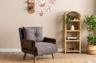 Fauteuil convertible Cosmo Single - Gris - Tissu