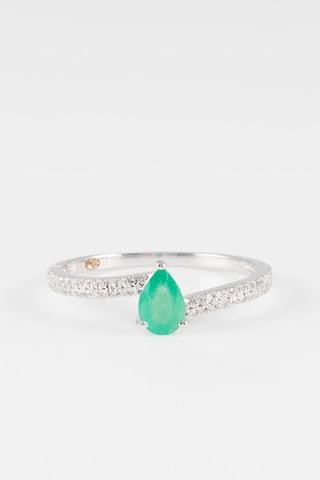 Bague Précieuse Or blanc, diamants et émeraude