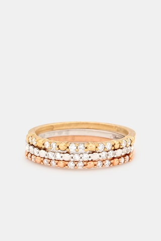 3 bagues Trio de Alianzas - Or jaune, blanc et rose et diamants