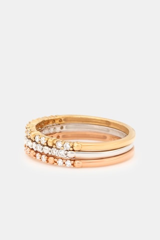 3 bagues Trio de Alianzas - Or jaune, blanc et rose et diamants