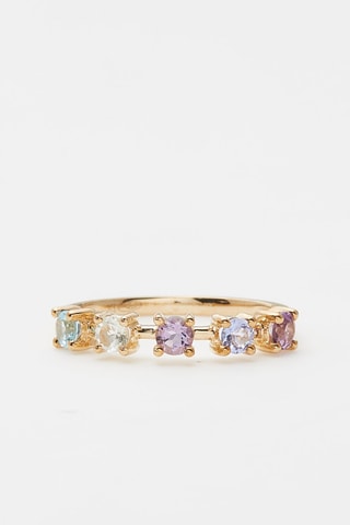 Bague Pépites Multicolores - Or jaune, améthystes, topaze et tanzanite