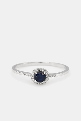 Bague Rond de saphir  Or blanc, saphir et diamants