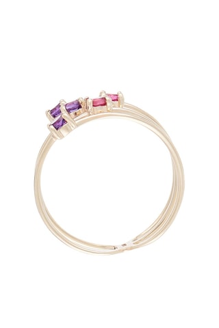 Bague Brise d'été Or jaune, améthystes et topazes