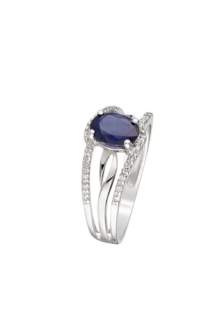 Bague Saphir Aérien Or blanc, diamants et saphir