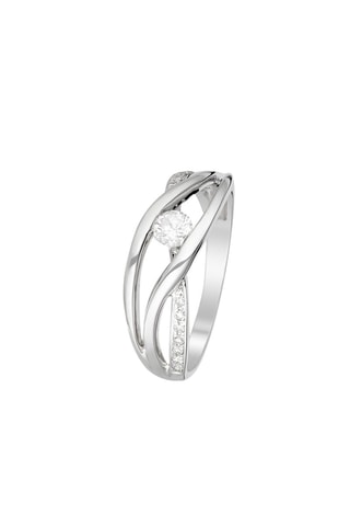 Bague Onde Unique   Or blanc et diamants