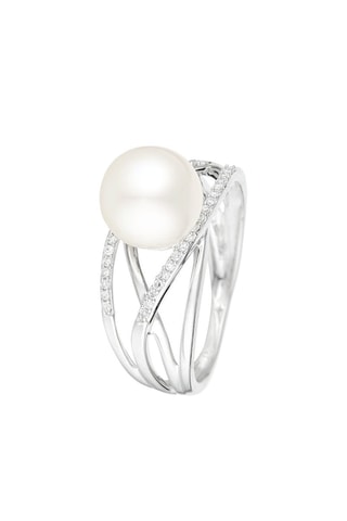 Bague Perla - Or blanc, diamants et perle de culture