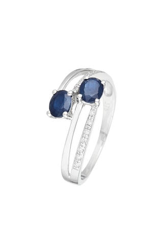 Bague Duo Eternel Or blanc, diamants et saphirs