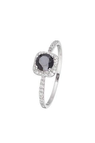 Bague  Or blanc, diamants et diamant noir