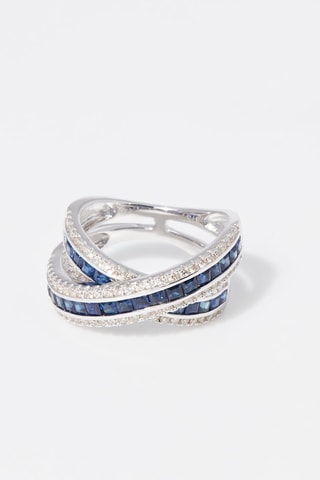 Bague Ruban Saphirs, or blanc et diamants