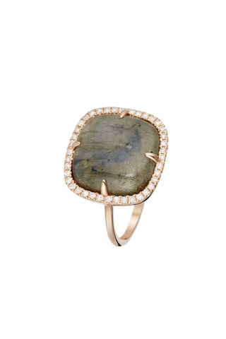 Bague Naturelle  Or rose, diamants et labradorite