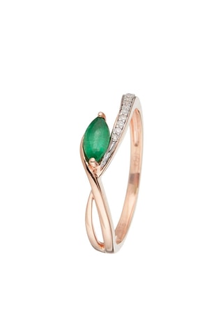 Bague Emotion   Or rose, diamants  et émeraude