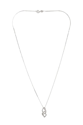 Pendentif Double Boucles Or blanc et diamants