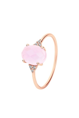 Anel Prata banhada ouro rosa e quartzo rosa