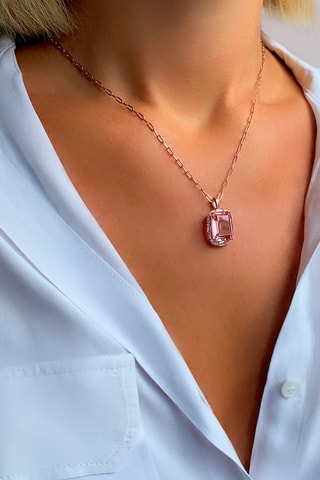 Colar Prata banhada a ouro rosa e quartzo