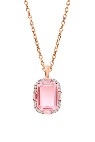 Colar Prata banhada a ouro rosa e quartzo