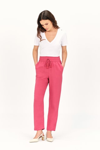 Rechte Linnen Broek Pluc - Rood