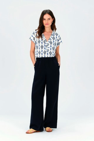 Broek wide legs Portofinol - Marineblauw