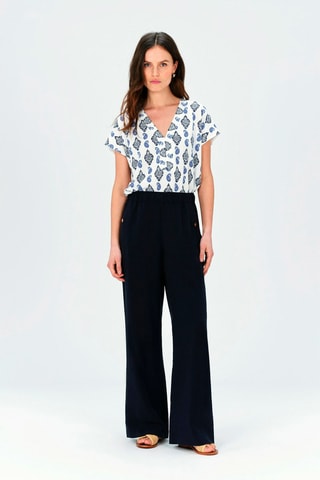 Broek wide legs Portofinol - Marineblauw