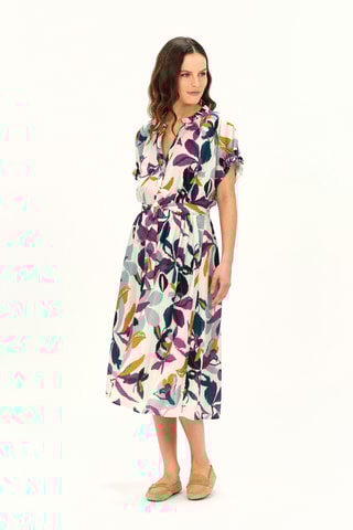 Linnen Blouse-jurk Franny - Paars en Wit