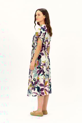 Linnen Blouse-jurk Franny - Paars en Wit