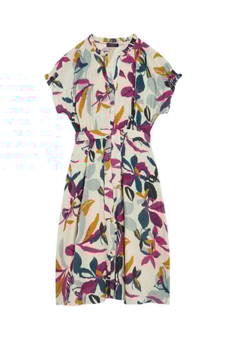 Linnen Blouse-jurk Franny - Paars en Wit