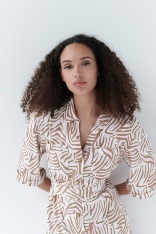 Linnen Blouse-jurk Rouane - Wit