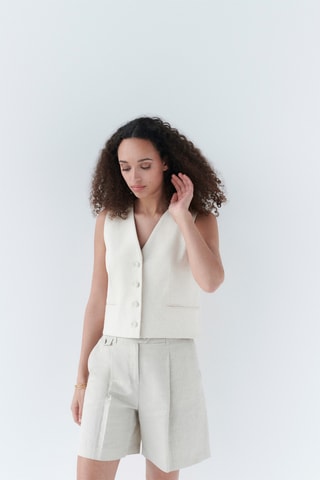 Linnen Gilet Volcana - Beige