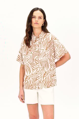 Linnen Blouse Clouane - Bruin en Wit