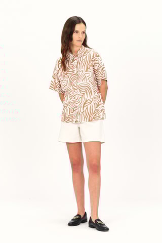 Linnen Blouse Clouane - Bruin en Wit