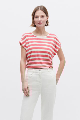 Linnen T-shirt Sylvie - Koraalrood