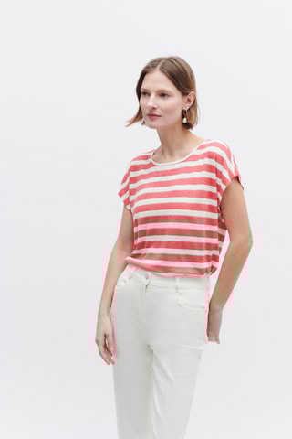 Linnen T-shirt Sylvie - Koraalrood