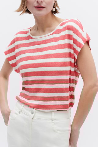 Linnen T-shirt Sylvie - Koraalrood