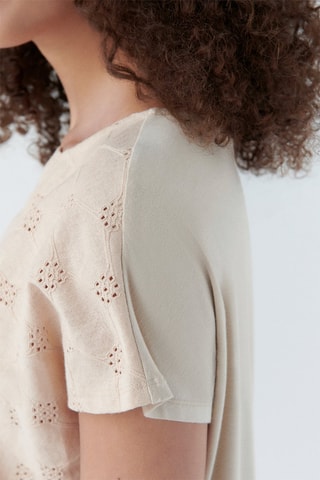 Top met Engelse borduursels Tmalia - Beige