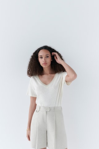 Linnen Rechte Short Solcano - Beige