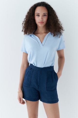 Linnen Spijkershort Hoge Taille Stephen - Blauw