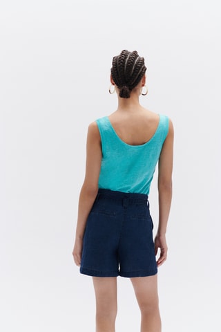 Linnen Spijkershort Hoge Taille Stephen - Blauw