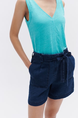Linnen Spijkershort Hoge Taille Stephen - Blauw