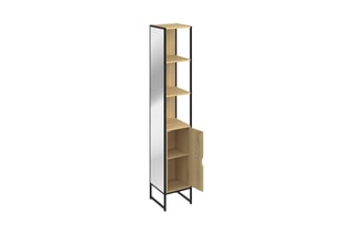 Colonne de salle de bain 1 porte avec miroir - 30 x 30 x 170 cm
