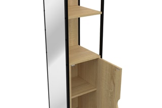 Colonne de salle de bain 1 porte avec miroir - 30 x 30 x 170 cm