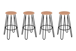 4 tabourets Missouri - Imitation bois et noir