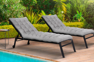 2 coussins pour chaise longue - 180 x 52 x 8 cm