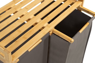 Bac à linge double en bambou Maya - 64 x 33 x 73 cm